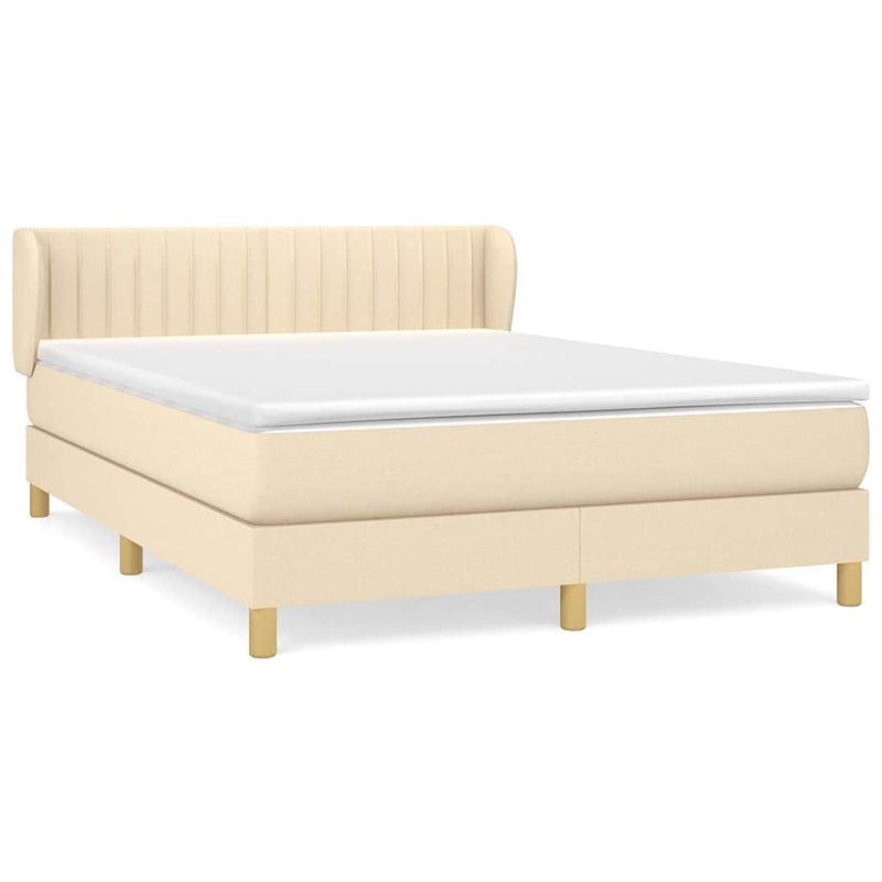 Pat continental cu saltea, crem, 140x200 cm, material textil