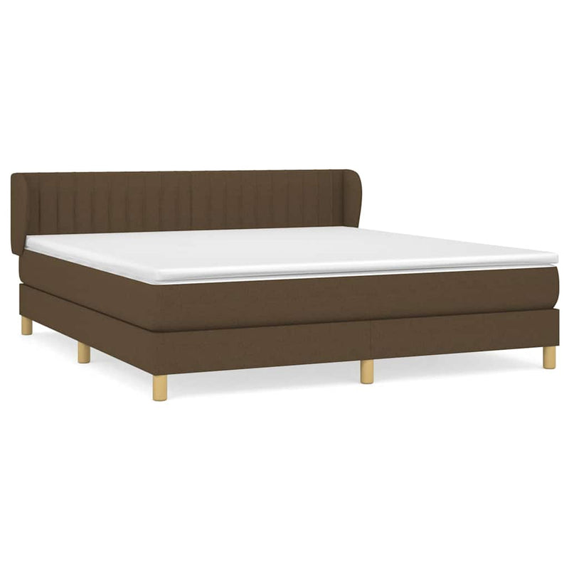 Pat box spring cu saltea, maro închis, 160x200 cm, textil