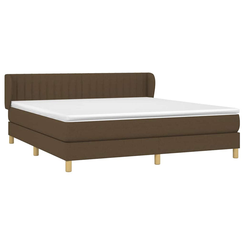 Pat box spring cu saltea, maro închis, 160x200 cm, textil