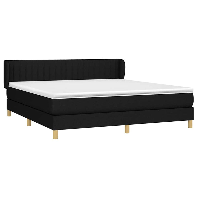 Pat box spring cu saltea, negru, 180x200 cm, catifea