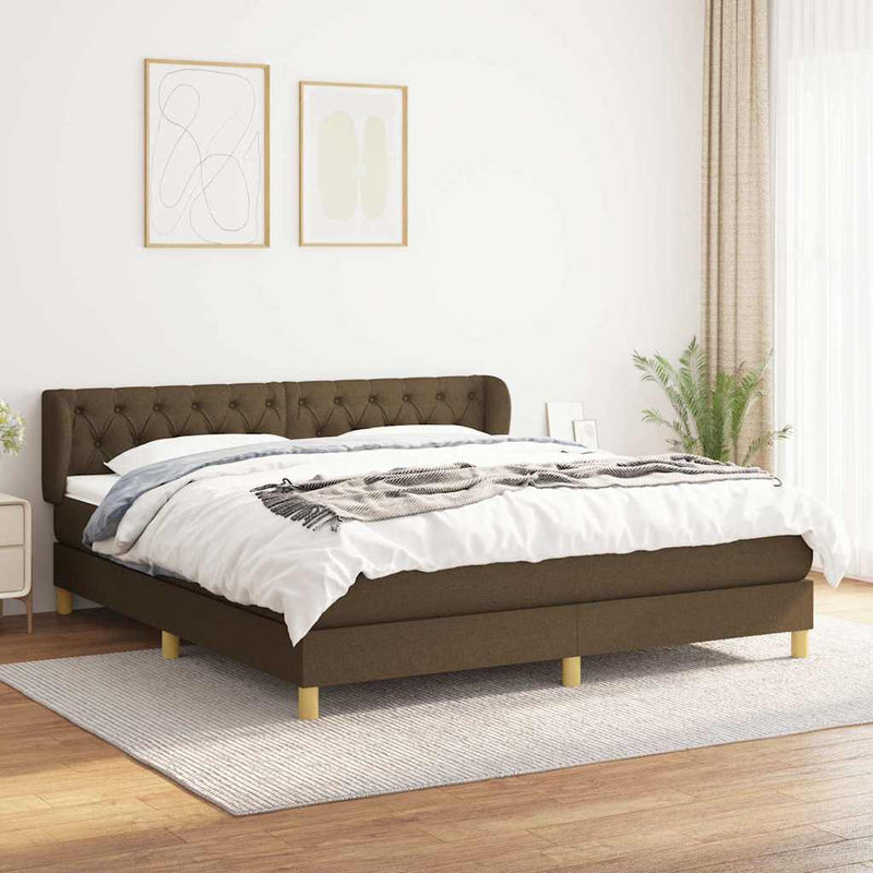 Pat box spring cu saltea, maro închis, 160x200 cm, textil