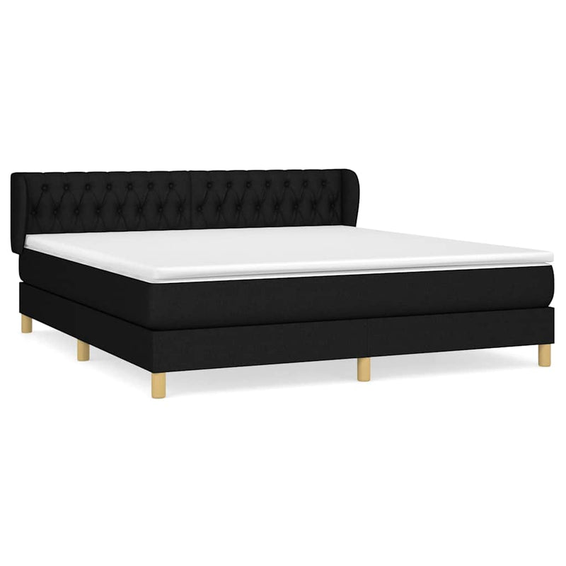 Pat box spring cu saltea, negru, 180x200 cm, catifea