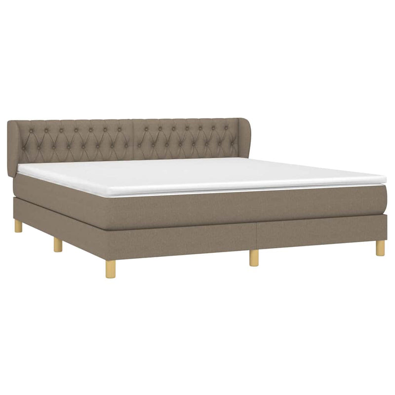 Pat continental cu saltea, gri taupe, 180x200 cm, textil