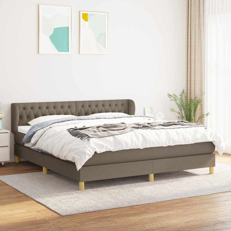 Pat continental cu saltea, gri taupe, 180x200 cm, textil