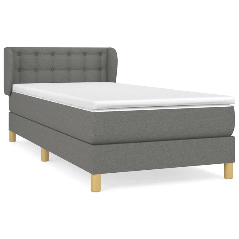 Pat box spring cu saltea, gri închis, 80x200 cm, textil