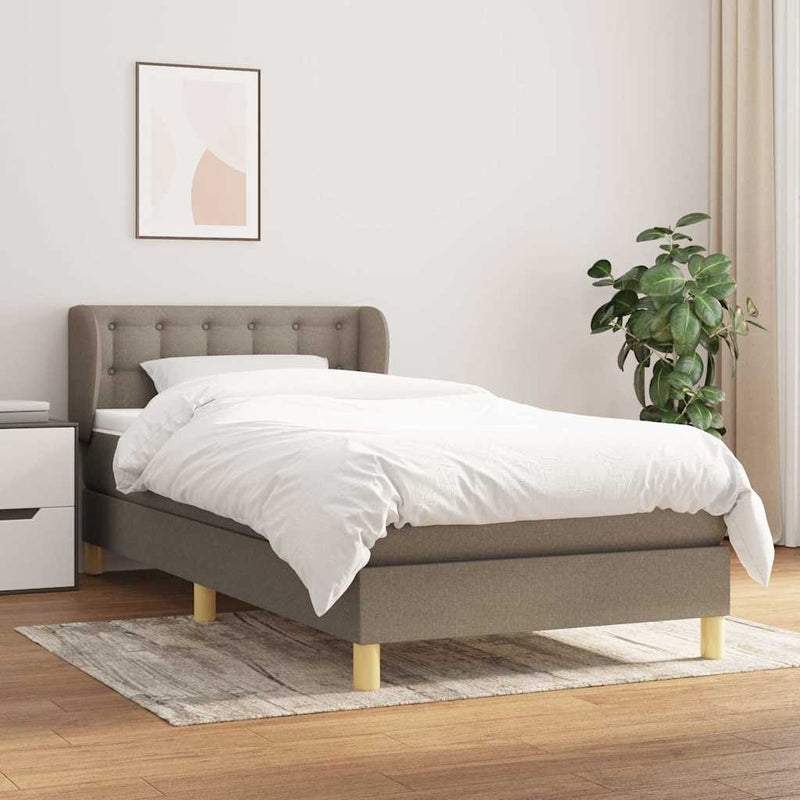 Pat box spring cu saltea, gri taupe, 80x200 cm, textil