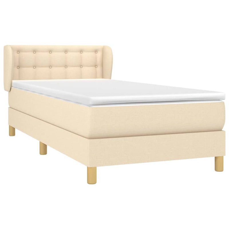 Pat box spring cu saltea, crem, 100x200 cm, textil
