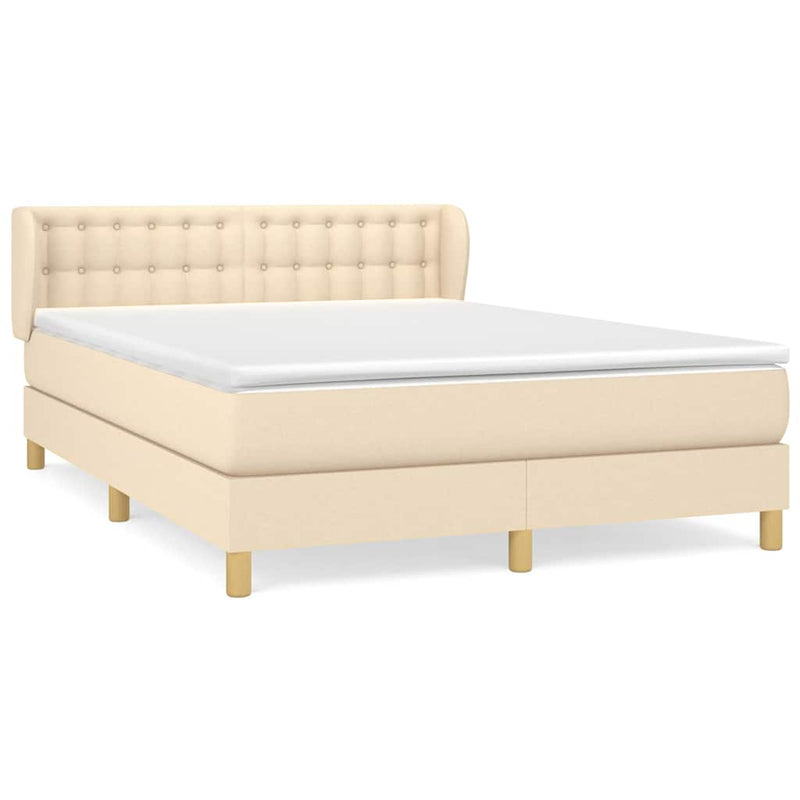 Pat continental cu saltea, crem, 140x200 cm, material textil