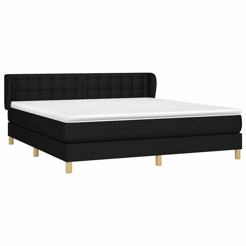 Pat box spring cu saltea, negru, 160x200 cm, textil
