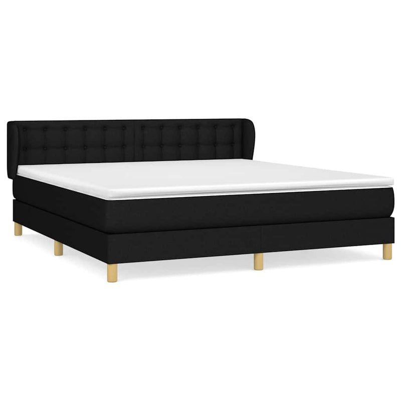 Pat box spring cu saltea, negru, 180x200 cm, catifea