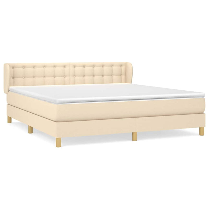 Pat continental cu saltea, crem, 180x200 cm, textil