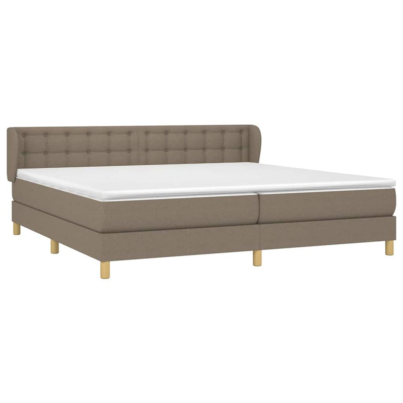 Pat box spring cu saltea, gri taupe, 200x200 cm, textil
