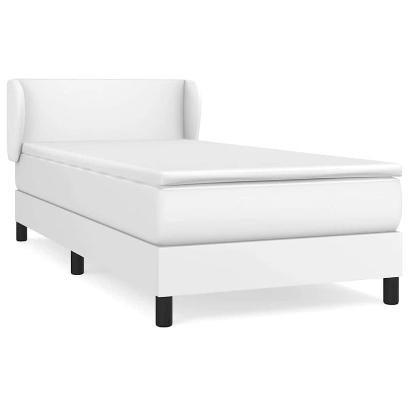Pat box spring cu saltea, alb, 80x200 cm, piele ecologică