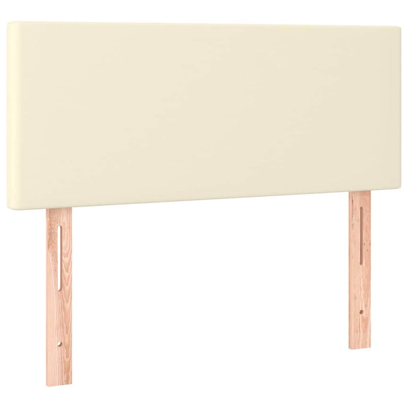 Pat box spring cu saltea, crem, 80x200 cm, piele ecologică