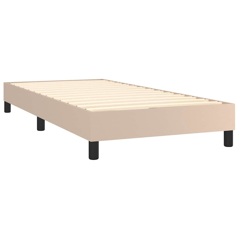 Pat box spring cu saltea, cappuccino, 100x200cm piele ecologică