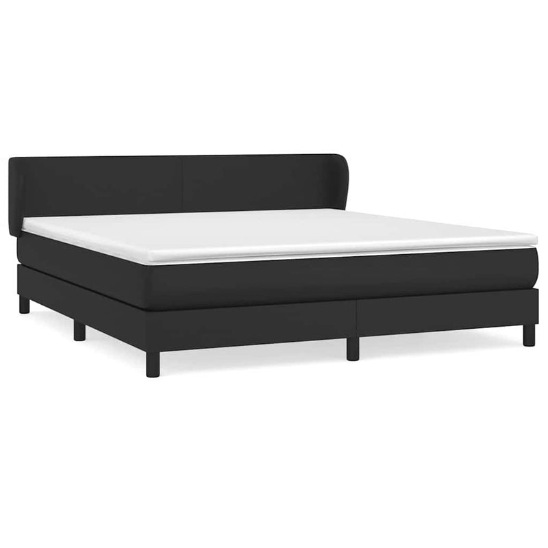 Pat box spring cu saltea, negru, 180x200 cm, piele ecologică