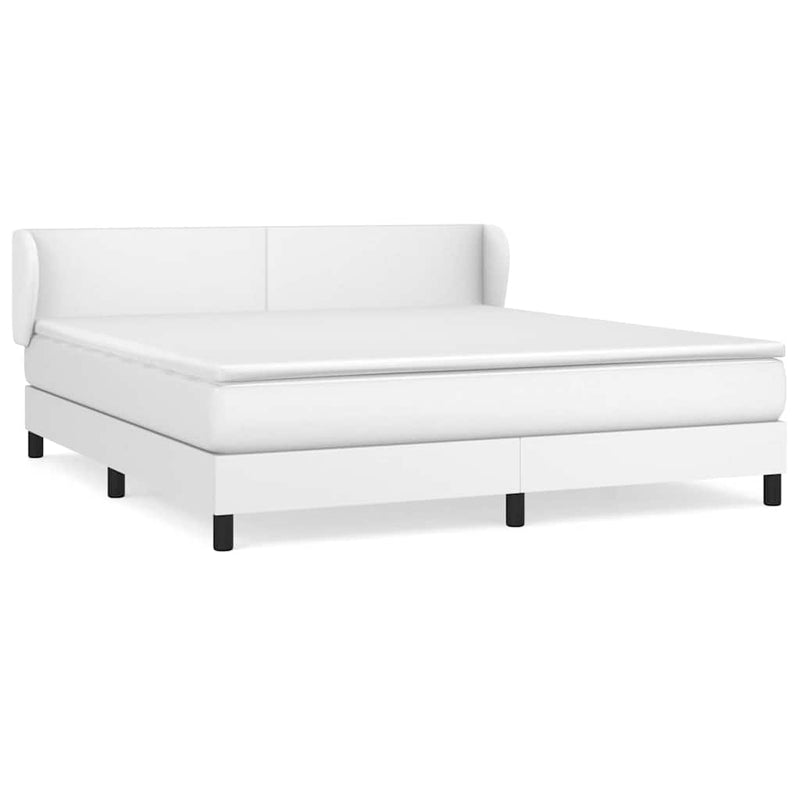 Pat box spring cu saltea, alb, 180x200 cm, piele ecologică