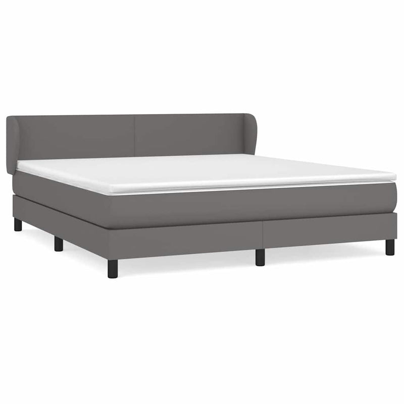Pat cu arcuri, cu saltea, gri, 180x200 cm, piele ecologică