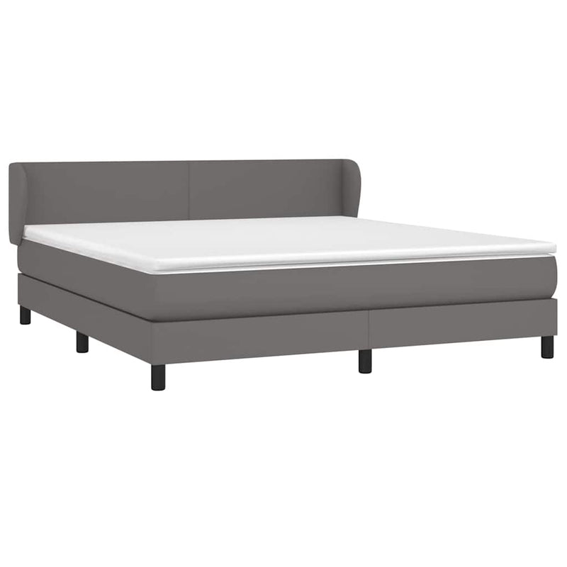 Pat cu arcuri, cu saltea, gri, 180x200 cm, piele ecologică