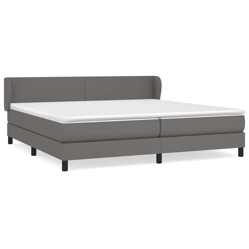 Pat cu arcuri, cu saltea, gri, 200x200 cm, piele ecologică