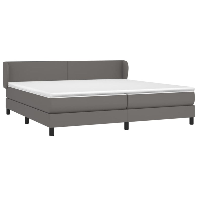 Pat cu arcuri, cu saltea, gri, 200x200 cm, piele ecologică