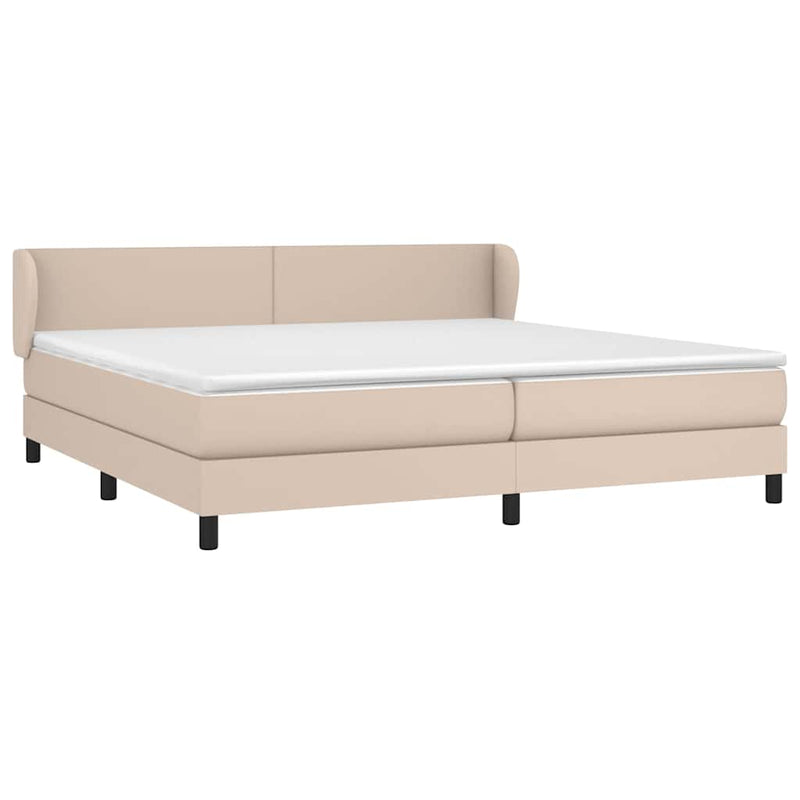 Pat continental cu saltea, cappuccino, 200x200 cm, piele eco