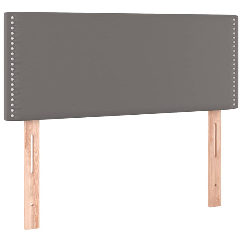 Pat box spring cu saltea, gri, 80x200 cm, piele ecologică