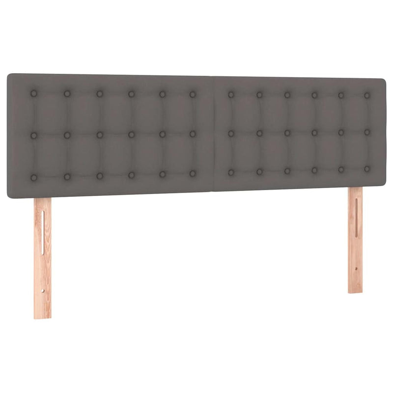 Pat box spring cu saltea, gri, 140x190 cm, piele ecologică