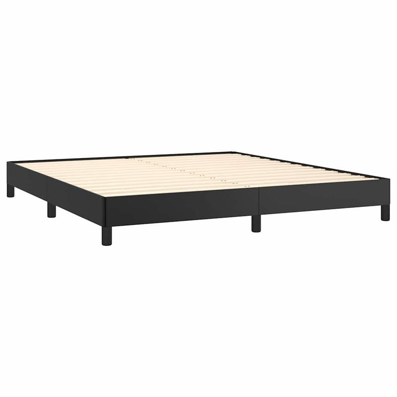Pat box spring cu saltea, negru, 180x200 cm, piele ecologică