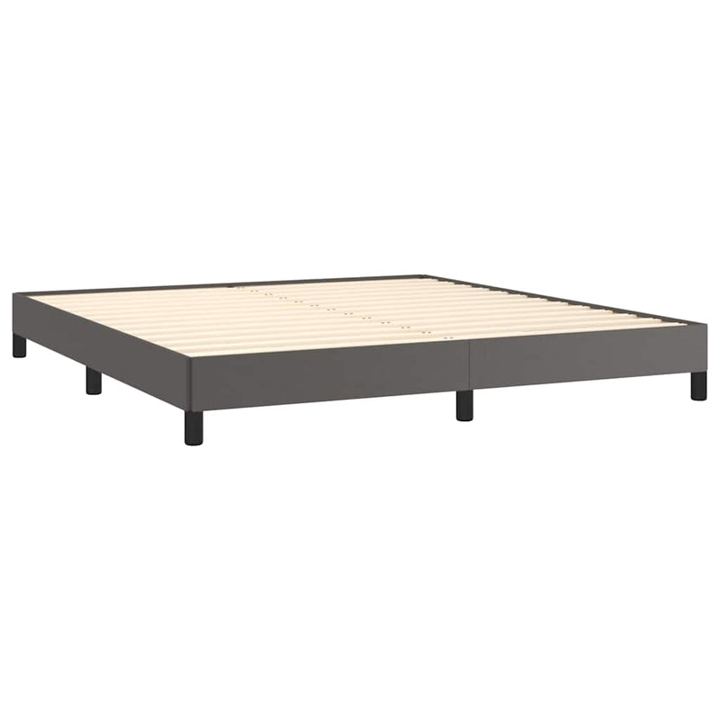 Pat cu arcuri, cu saltea, gri, 180x200 cm, piele ecologică