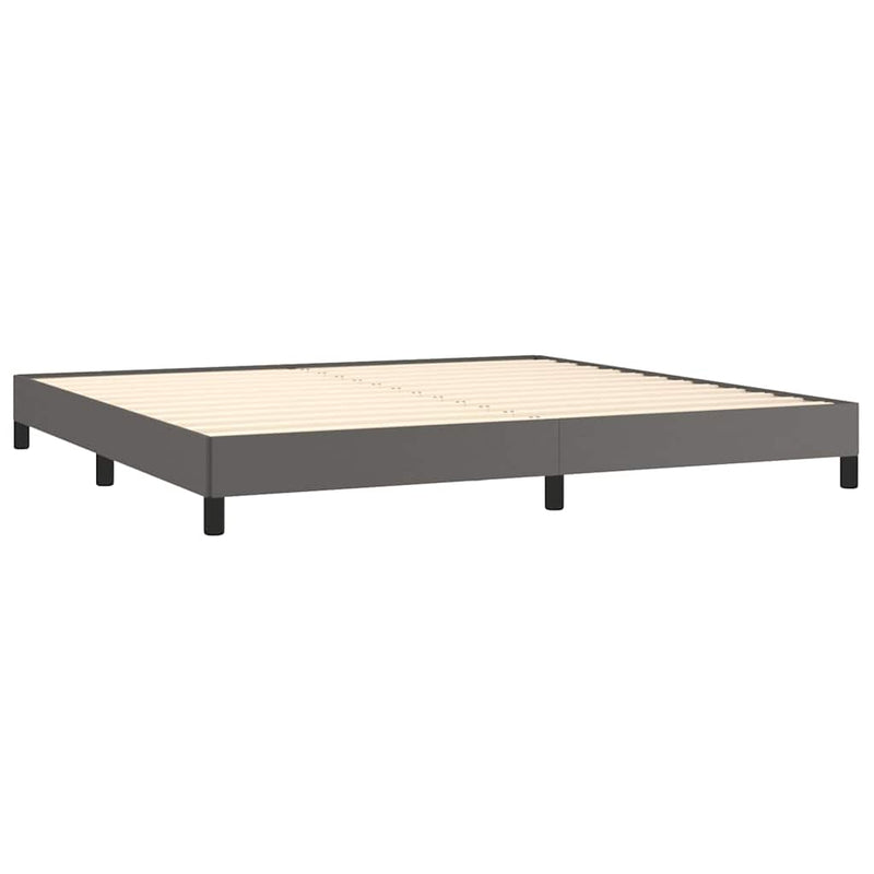Pat cu arcuri, cu saltea, gri, 200x200 cm, piele ecologică