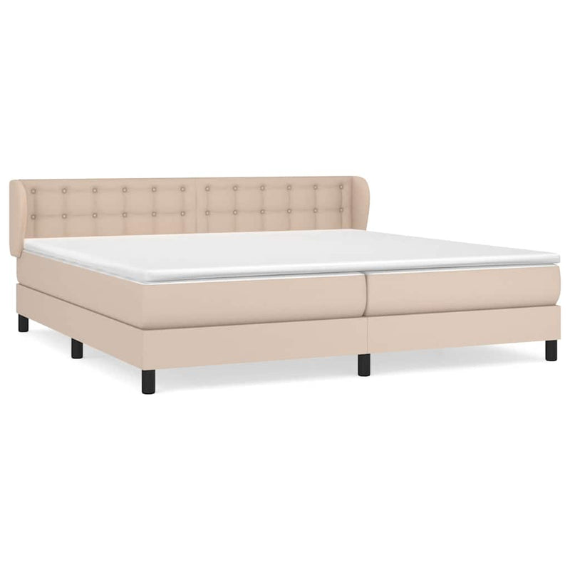 Pat continental cu saltea, cappuccino, 200x200 cm, piele eco