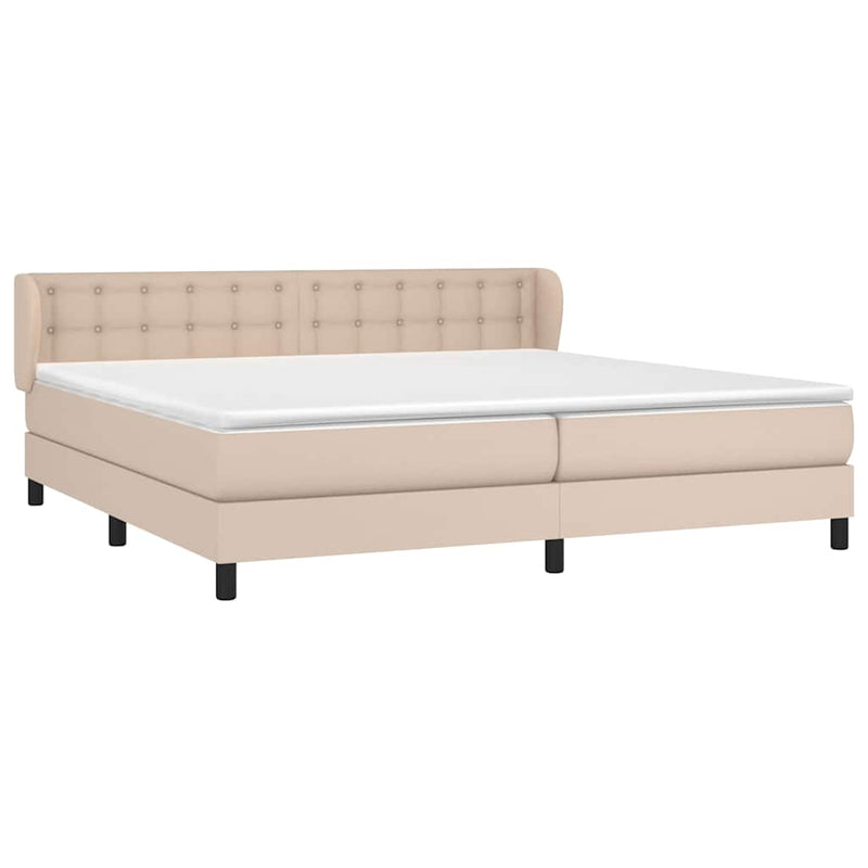 Pat continental cu saltea, cappuccino, 200x200 cm, piele eco