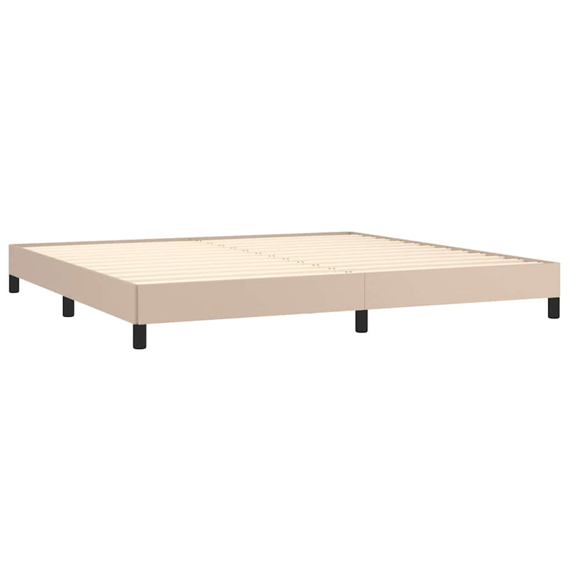 Pat continental cu saltea, cappuccino, 200x200 cm, piele eco