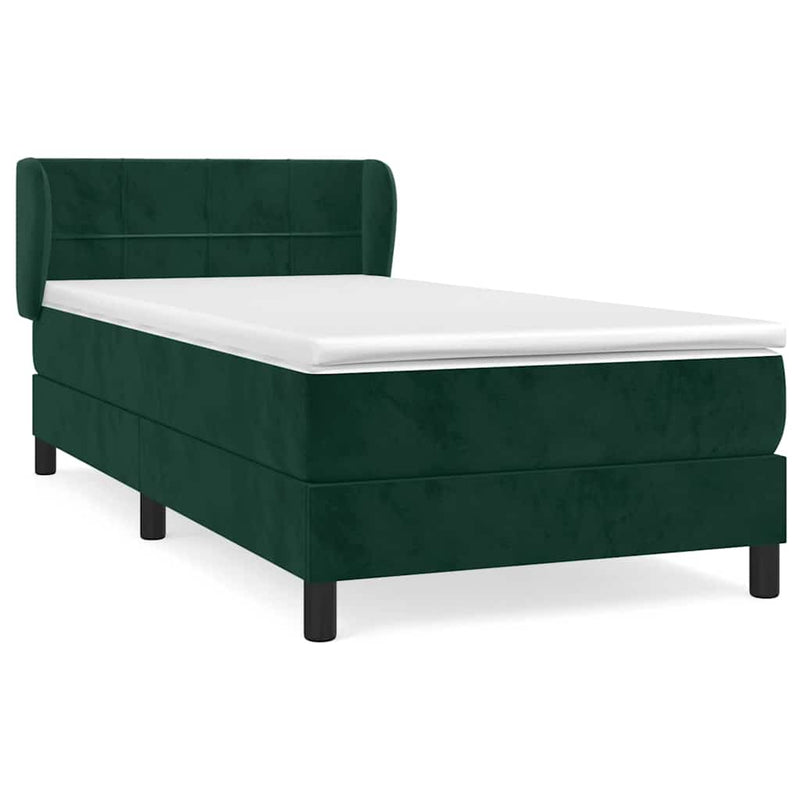 Pat box spring cu saltea, verde închis, 80x200 cm, catifea