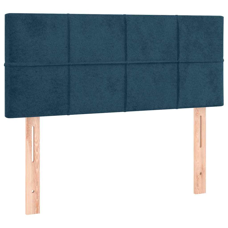Pat box spring cu saltea, albastru închis, 90x190 cm, catifea