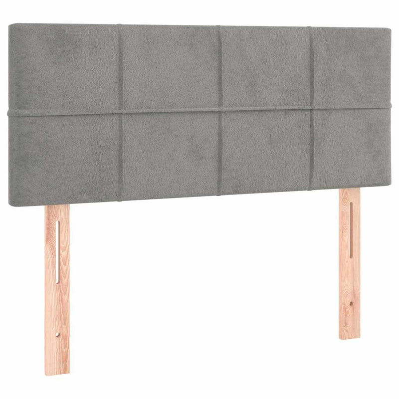 Pat box spring cu saltea, gri deschis, 100x200 cm, catifea