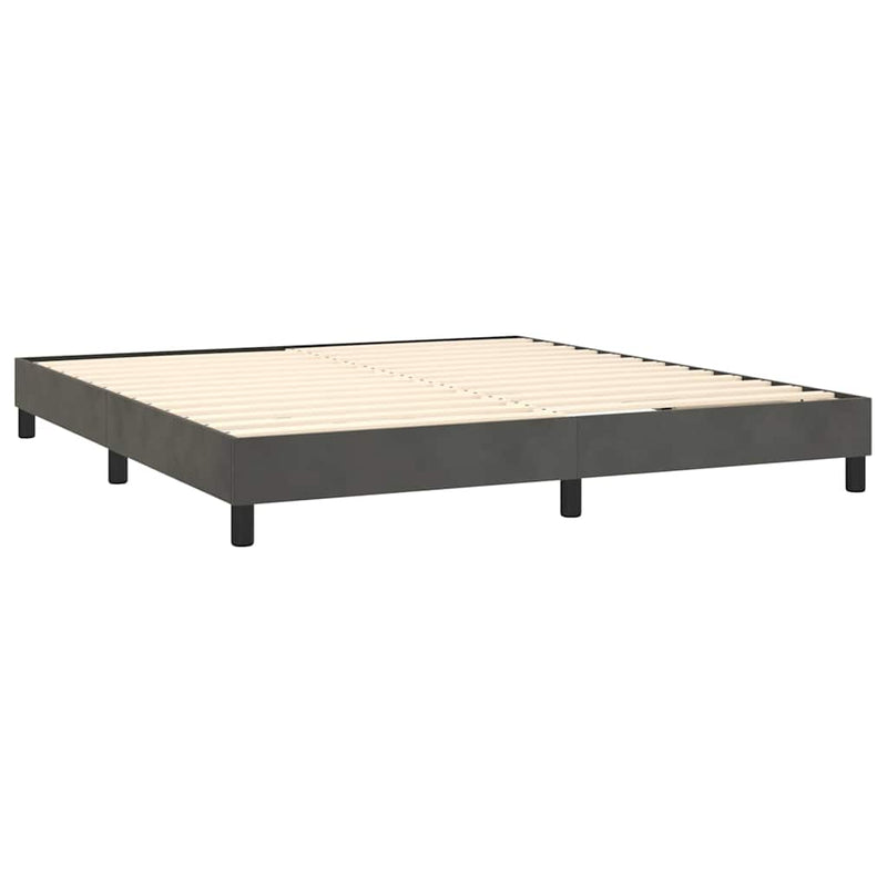 Pat box spring cu saltea, gri închis, 180x200 cm, catifea