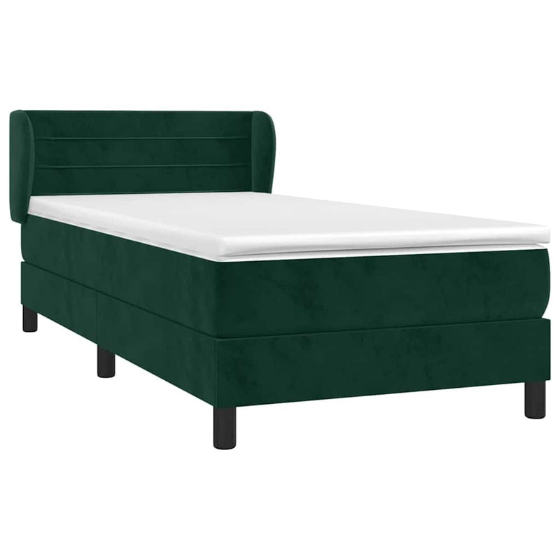 Pat box spring cu saltea, verde închis, 80x200 cm, catifea