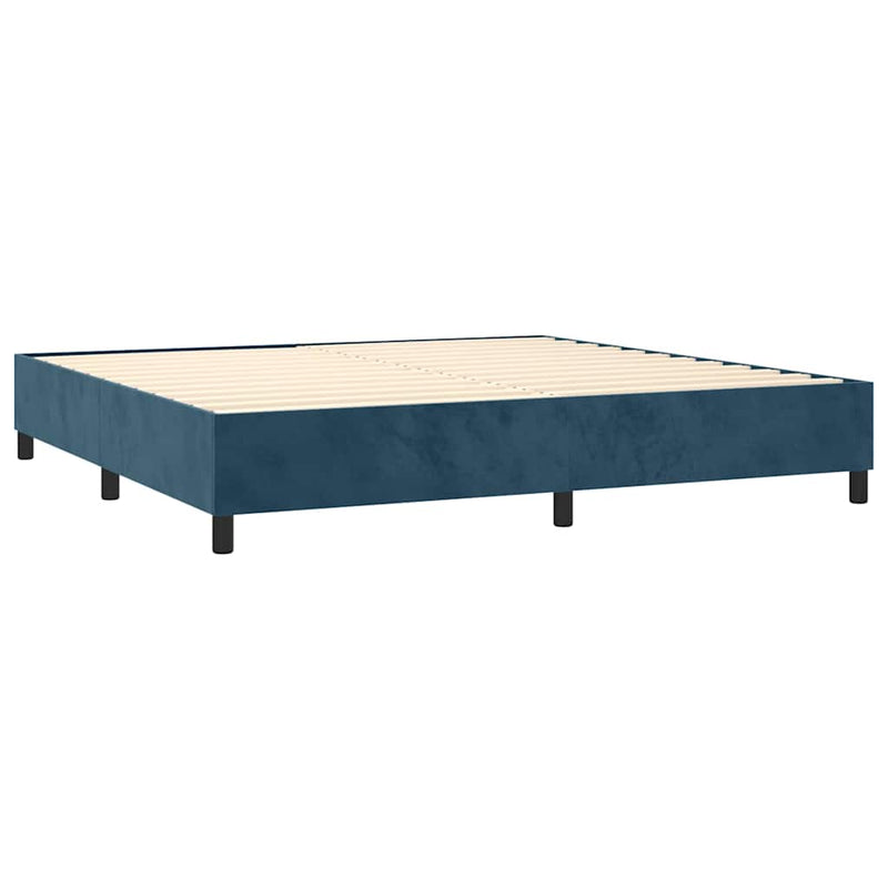 Pat box spring cu saltea, albastru închis, 90x190 cm, catifea