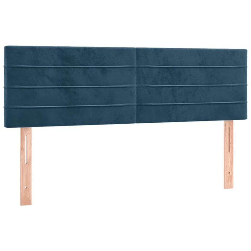 Pat box spring cu saltea, albastru închis, 140x200 cm, catifea