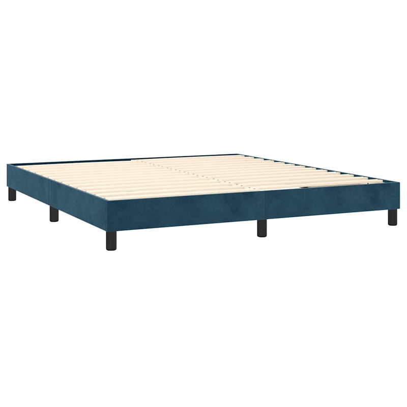 Pat box spring cu saltea, albastru închis, 160x200 cm, catifea