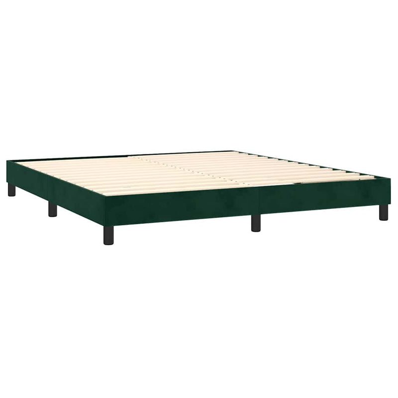 Pat box spring cu saltea, verde închis, 180x200 cm, catifea