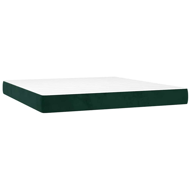 Pat box spring cu saltea, verde închis, 180x200 cm, catifea