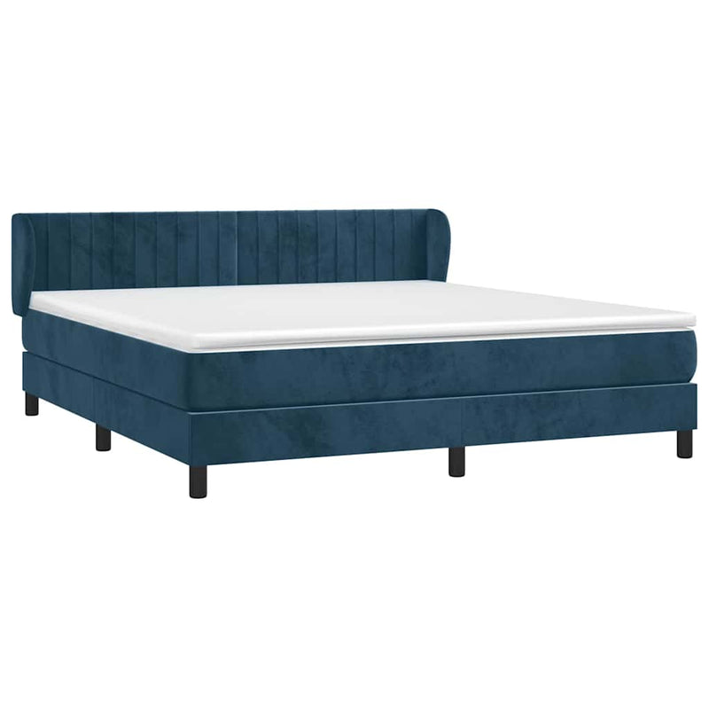 Pat box spring cu saltea, albastru închis, 180x200 cm, catifea