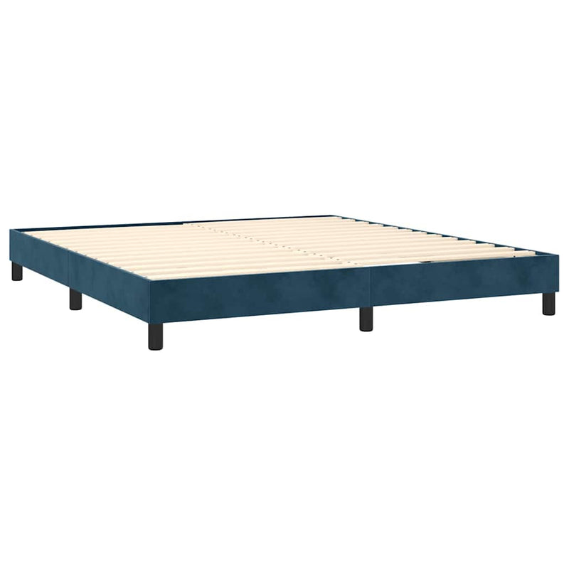 Pat box spring cu saltea, albastru închis, 180x200 cm, catifea