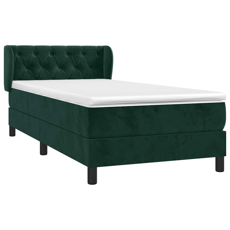 Pat box spring cu saltea, verde închis, 80x200 cm, catifea