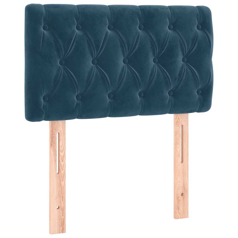 Pat box spring cu saltea, albastru închis, 80x200 cm, catifea
