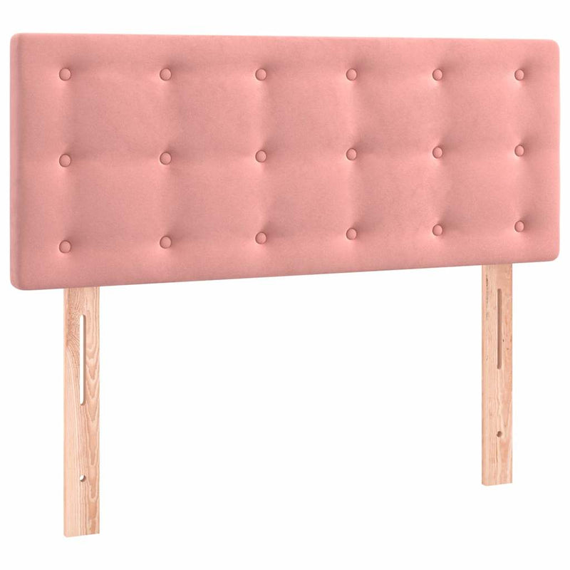 Pat box spring cu saltea, roz, 100x200 cm, catifea