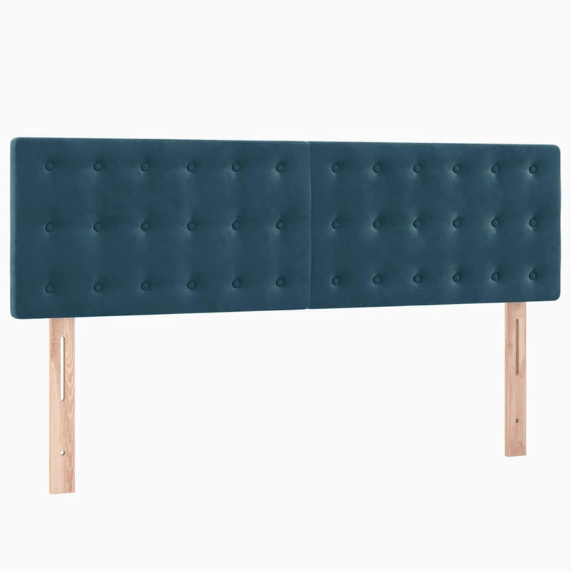 Pat box spring cu saltea, albastru închis, 140x190 cm, catifea